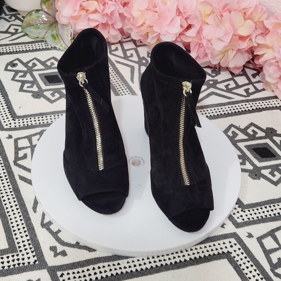 INC International Concepts Kirsi Faux Suede Block Zip Up Peep Toe Booties Sz:6.5 - Picture 7 of 11